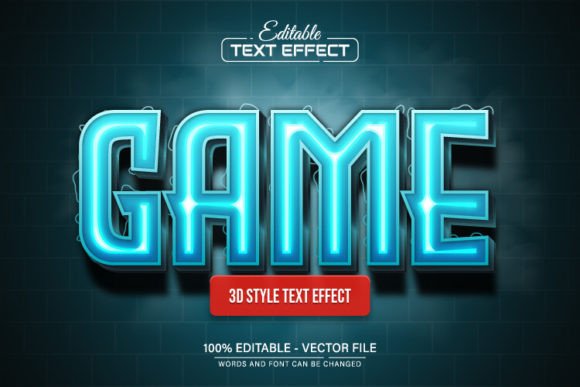 Download Game Blue Glowing Neon 3d Text Effect - Effect Collection