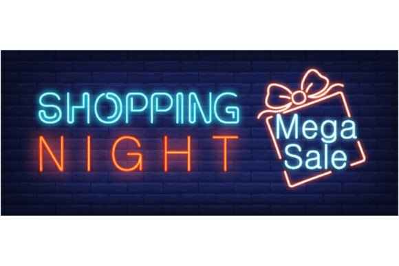 Download Shopping Night, Mega Sale Neon Text with - Night Collection