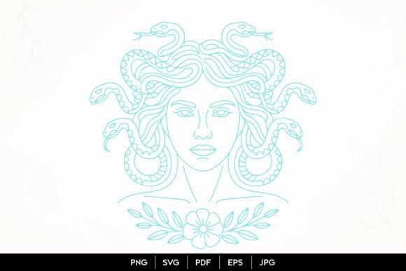 Download Medusa Snake Goddess Line Art SVG - Snake Collection