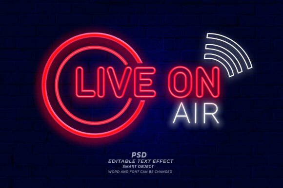 Download Live on Air Neon Text Effect PSD - Effect Collection