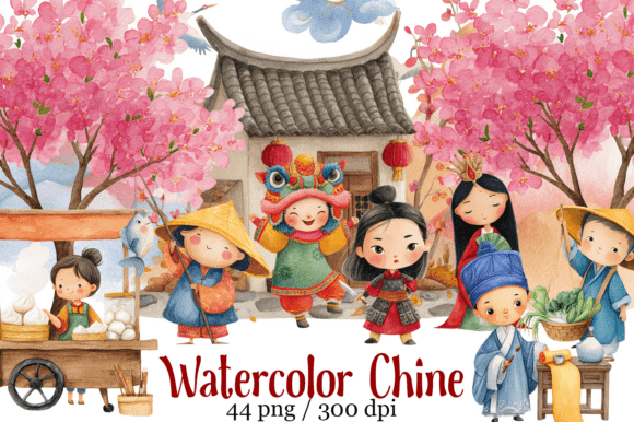 Download Cute Chinese Clipart Bundle Watercolor - Chinese Collection