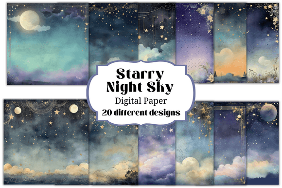 Download Starry Night Sky Digital Paper Backgroun - Premium Resources