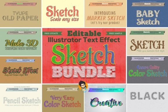 Download Sketch Text Effect Illustrator - Effect Collection