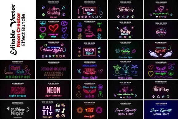 Download Editable Vector Neon Creator Effect - Effect Collection