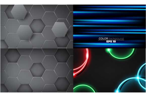 Download Set of Background Polygonal and Neon - Premium Bundle