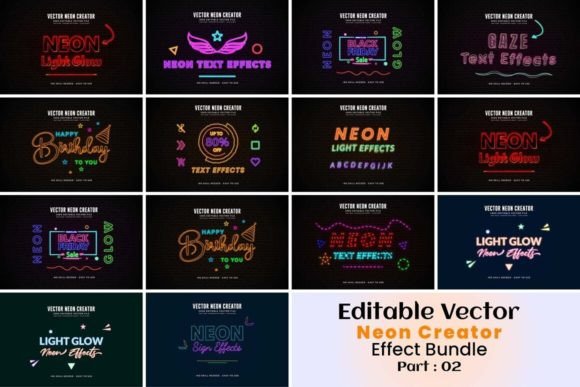Download Vector Neon Creator Editable Effect - Effect Collection