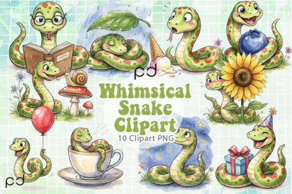 Download Whimsical Snake Clipart Graphics - Premium Bundle